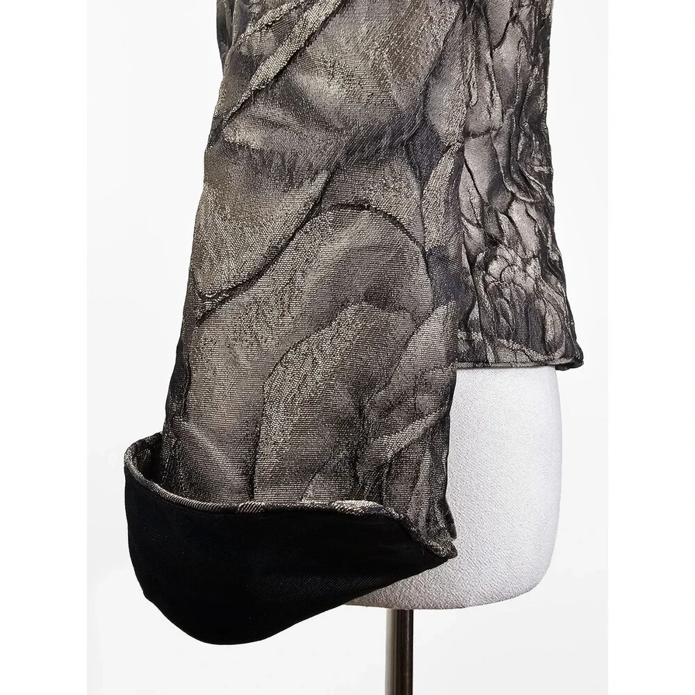 Armani Collezioni Size 2 Metallic Gray Floral Jacquard Evening Work Blazer VTG